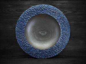 Dubová miska „Stříbrný příliv“ (24×5 cm)